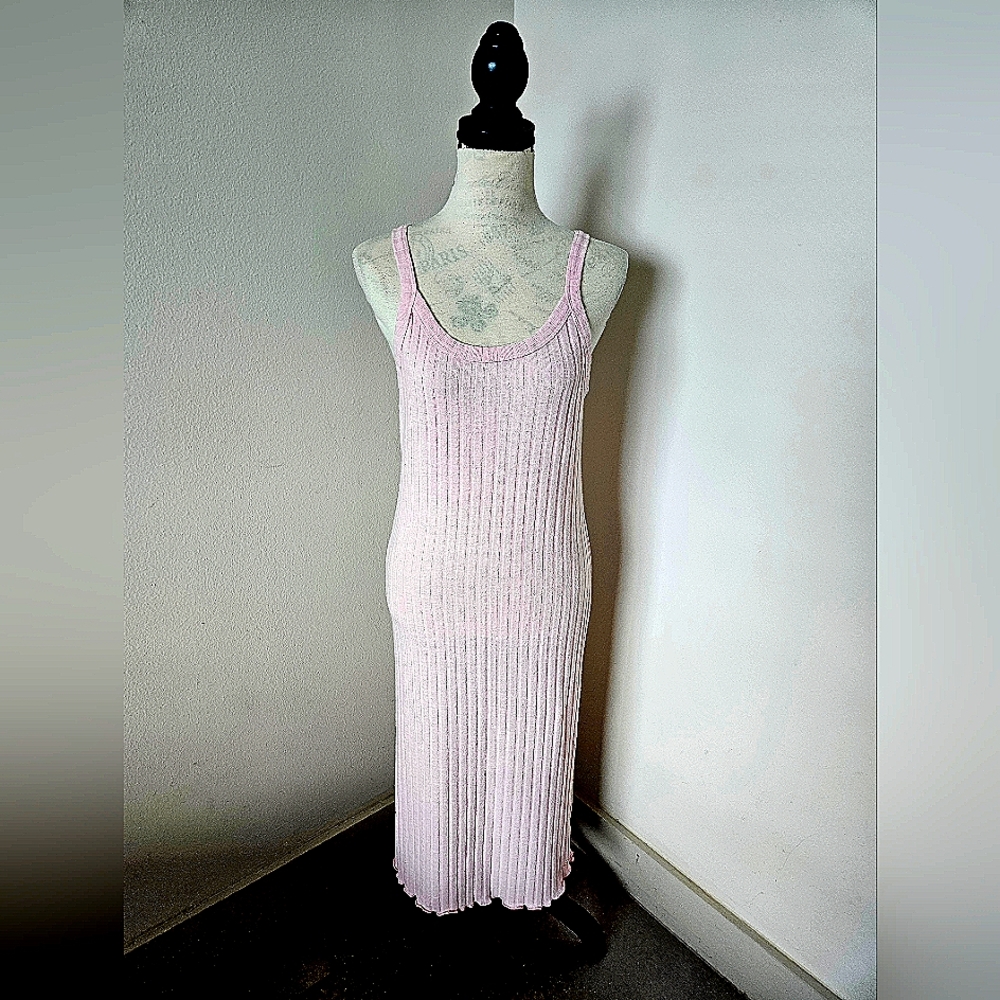 💖Pink bodycon Ribbed Knit maxi Dress size medium 💖
